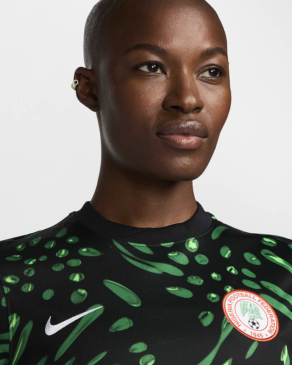 Nigeria 2024/25 Stadium Nike Dri-FIT Replica fotballdrakt til dame (damelaget, bortedrakt) - Svart/Lucky Green/Hvit