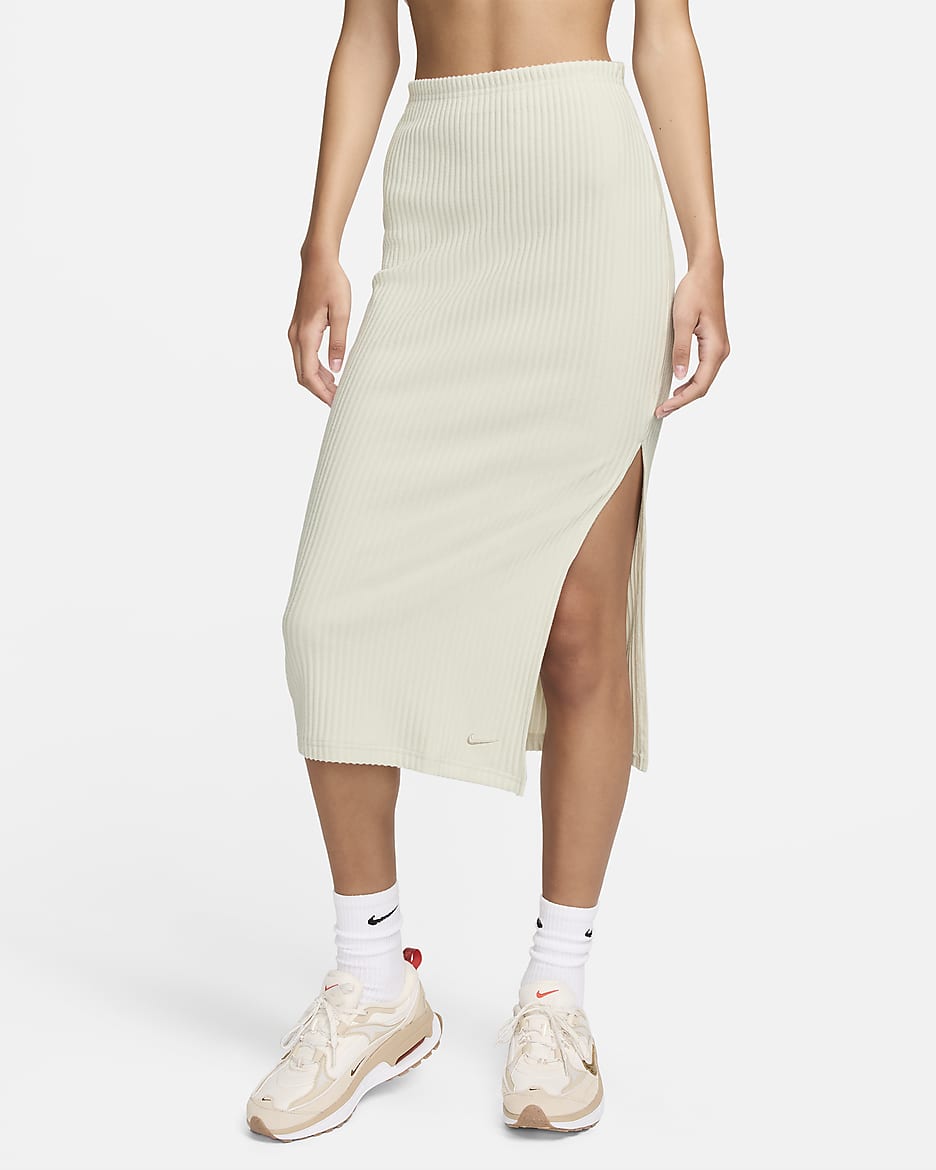 Nike Sportswear Chill Rib Women's Slim Midi Skirt - Light Orewood Brown/Light Orewood Brown