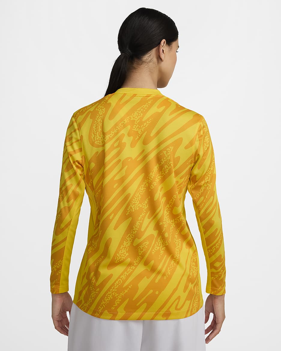 FFF 2024 Stadium Goalkeeper Nike Replika Fußballtrikot mit Dri-FIT-Technologie für Damen - Tour Yellow/University Gold/Schwarz