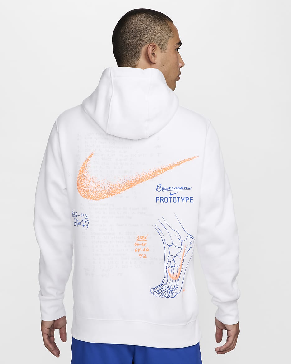 Nike Sportswear Club Fleece Men's Pullover Hoodie - White/Hyper Royal/Total Orange