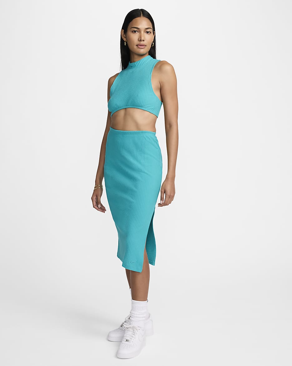 Nike Sportswear Chill Rib Women's Slim Midi Skirt - Dusty Cactus/Dusty Cactus