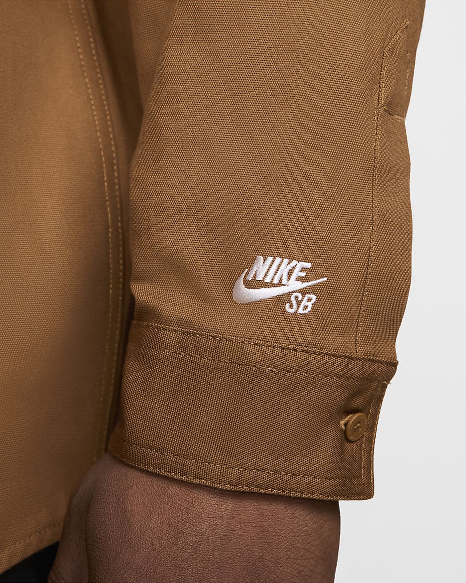 Nike SB Long-Sleeve Woven Skate Top - Light British Tan/White