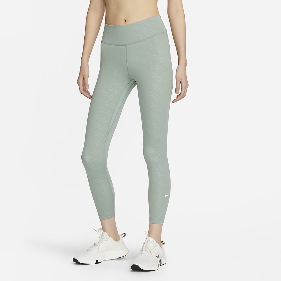 Nike One Icon Clash Women's Mid-Rise 7/8 Printed Leggings - Jade Smoke/Sail