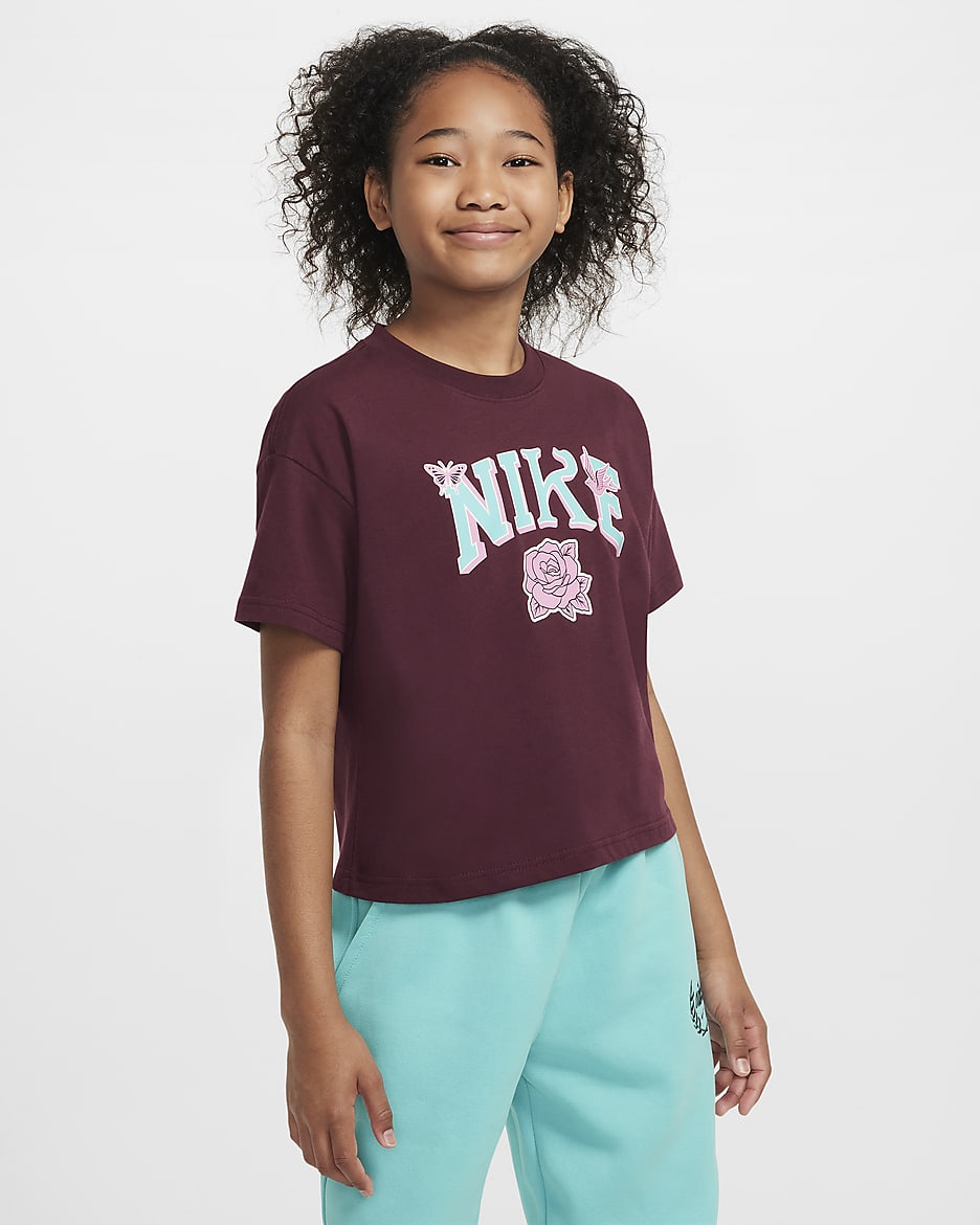 Nike Sportswear Older Kids' (Girls') T-Shirt - Burgundy Crush