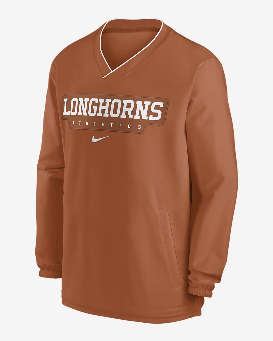 Rompevientos de manga larga universitario Nike para hombre Texas Longhorns Sideline - Naranja quemado