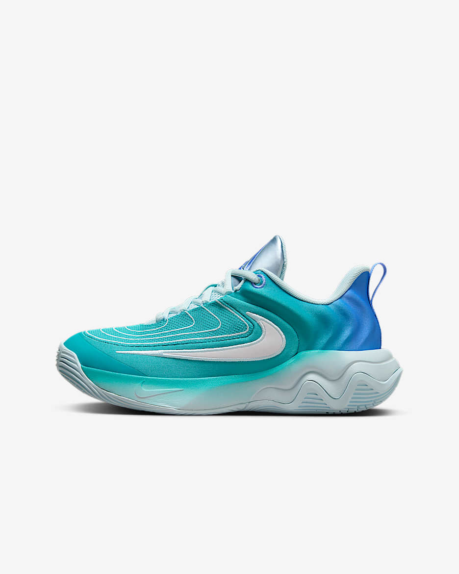 Tenis de básquetbol para niños grandes Giannis Immortality 4 - Cactus empolvado/Royal pulso/Escarcha verde/Blanco