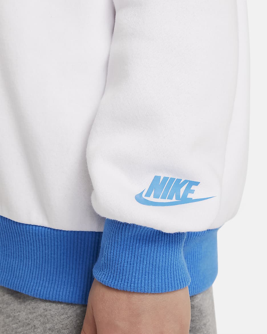 Nike Sportswear Little Kids' Colorblocked Rib Crew - White