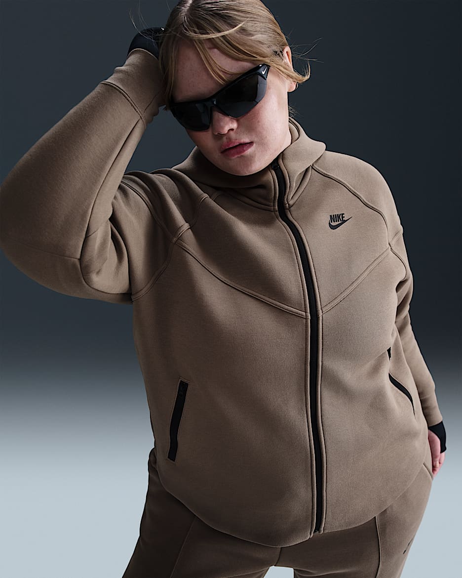 Nike Sportswear Tech Fleece Windrunner Women's Full-Zip Hoodie (Plus Size) - Mink Brown/Black