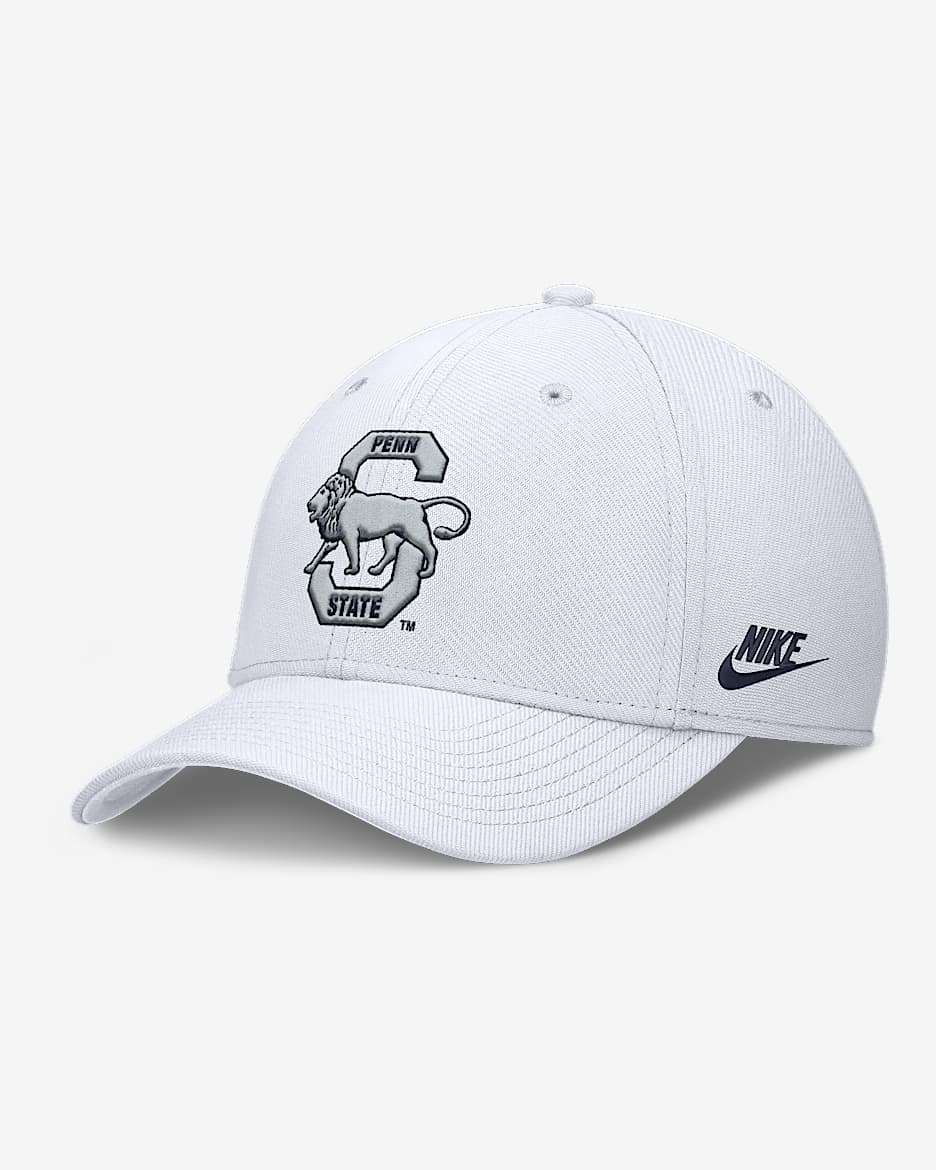 Gorra universitaria Nike Dri-FIT para hombre Penn State Primetime Rise Academic - Blanco