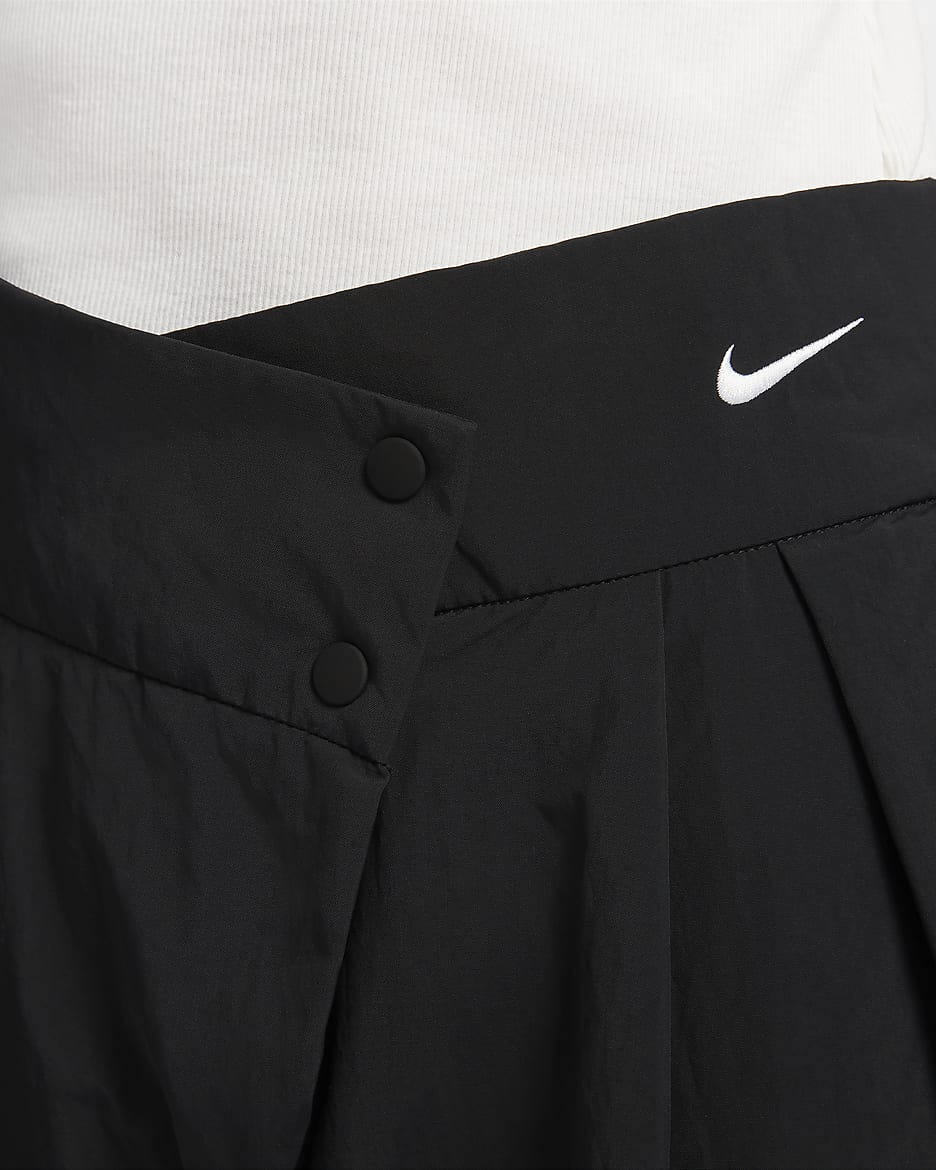 Nike Sportswear Collection Women's Mid-Rise Repel Asymmetrical-Waist Trousers - Black/Light Iron Ore/White