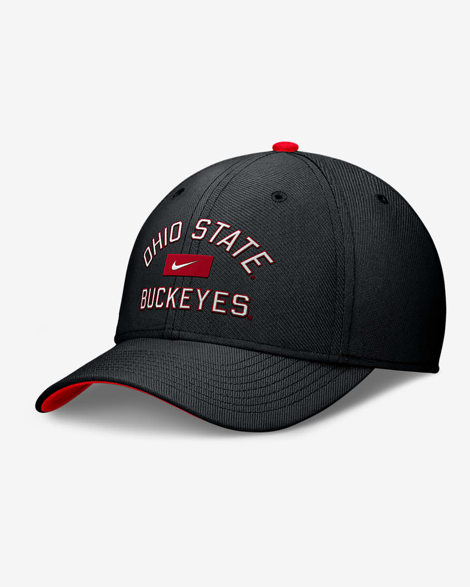 Ohio State Buckeyes Primetime Rise Swoosh Men's Nike Dri-FIT College Hat - Black