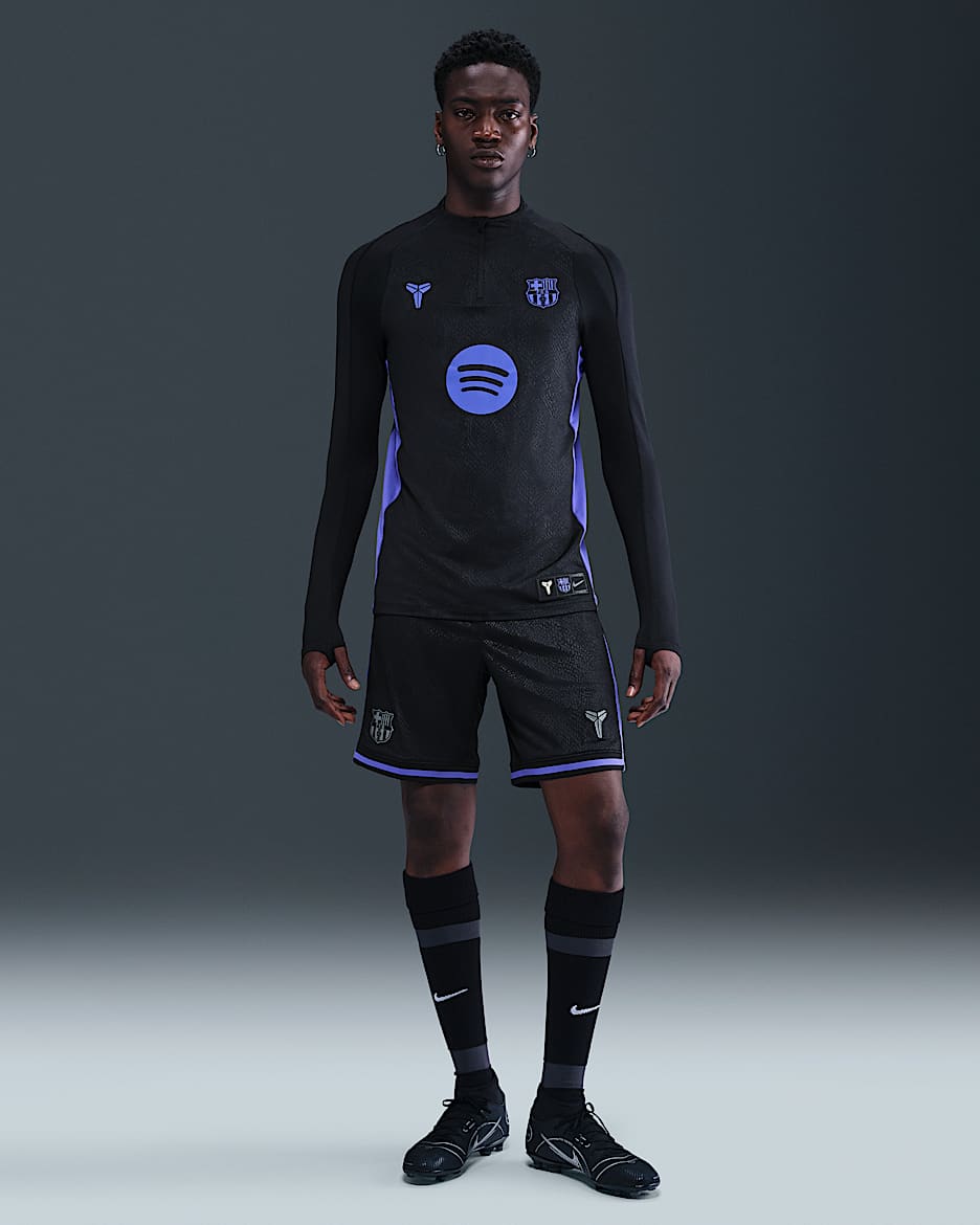 F.C. Barcelona 2025/26 Stadium Away Men's Kobe Dri-FIT Football Replica Shorts - Black/Persian Violet/Iron Grey