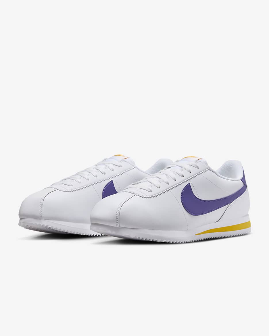 Nike Cortez 男鞋 - 白色/Varsity Maize/Varsity Purple