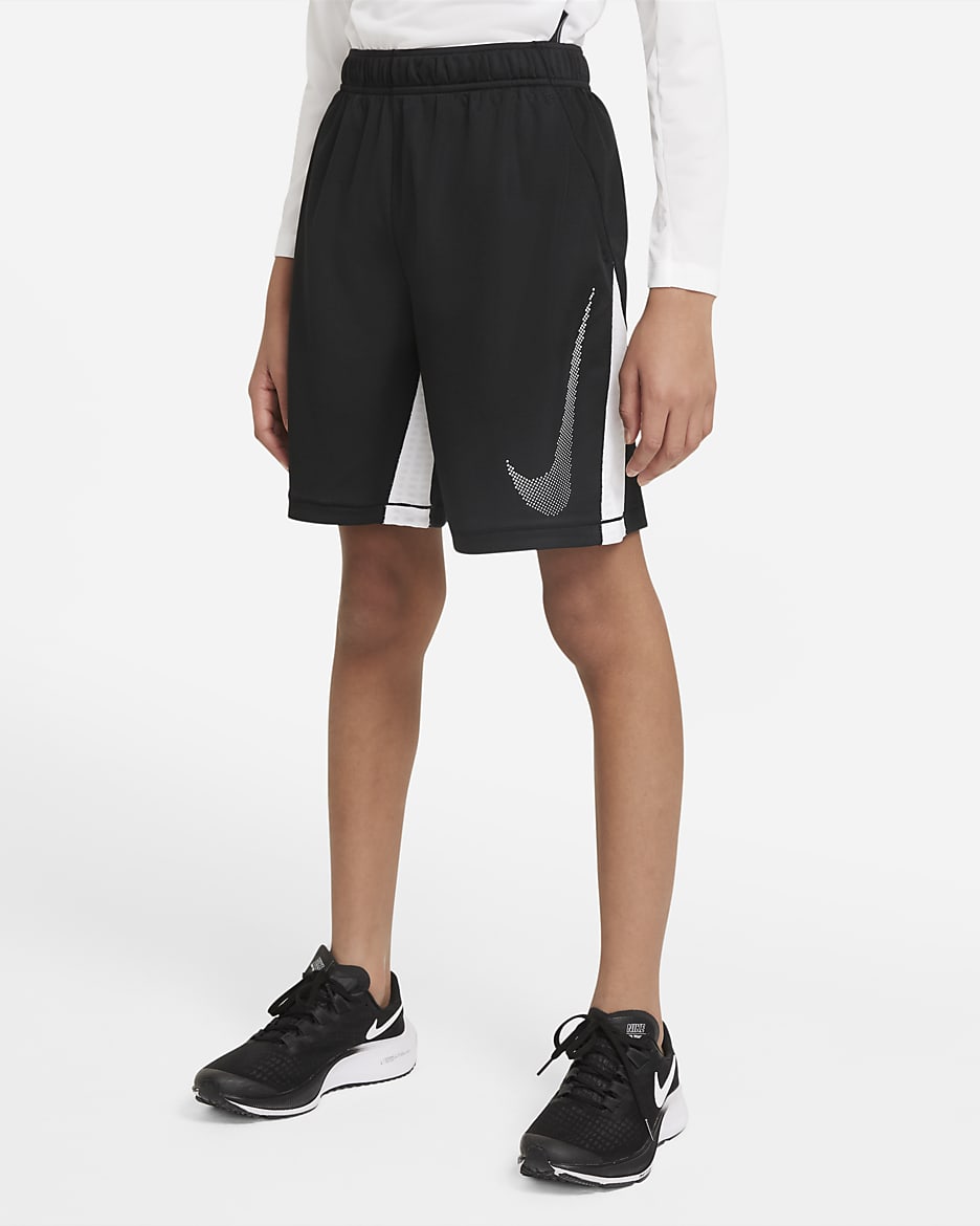 Nike Dri-FIT Big Kids' (Boys') Graphic Training Shorts - Black/White/White