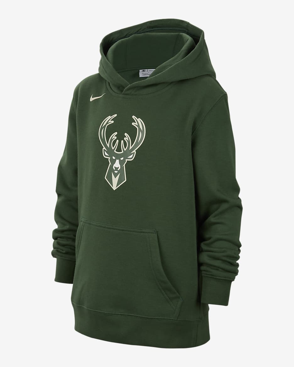 Hoodie pullover de lã cardada NBA Nike Milwaukee Bucks Júnior - Fir