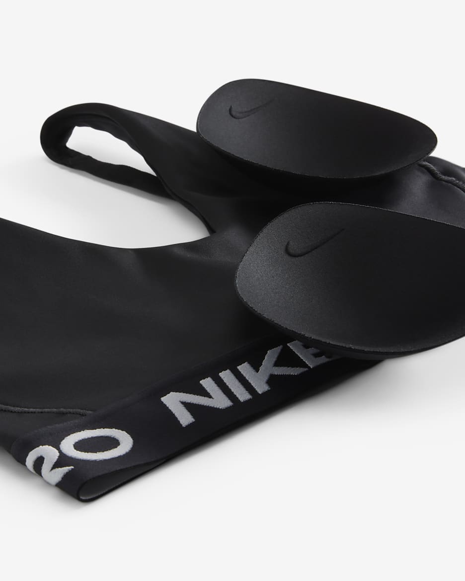 Brassière de sport rembourrée à maintien normal Nike Pro Indy Plunge pour femme - Noir/Blanc/Blanc