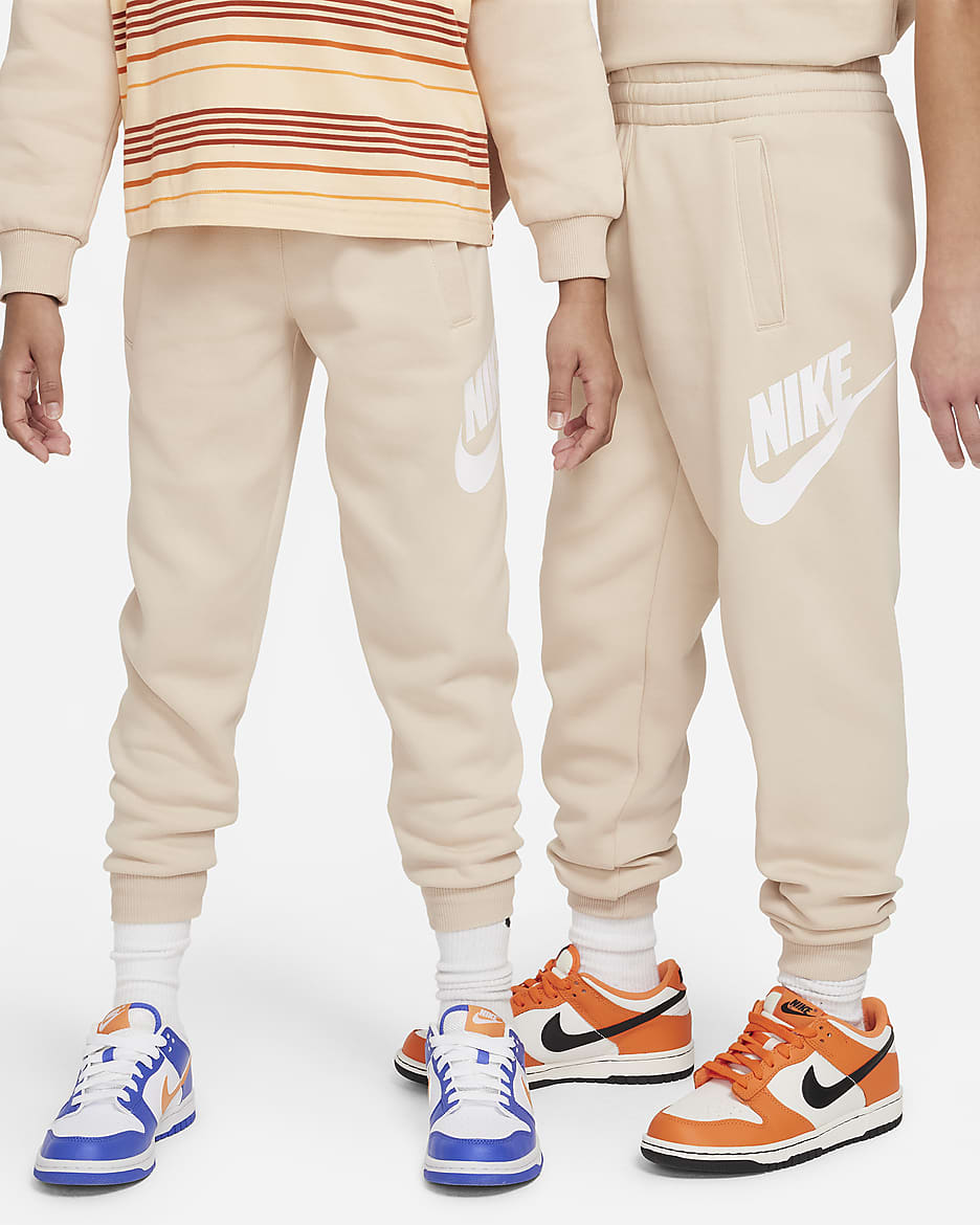 Nike Club Fleece Big Kids' Joggers - Sanddrift/White