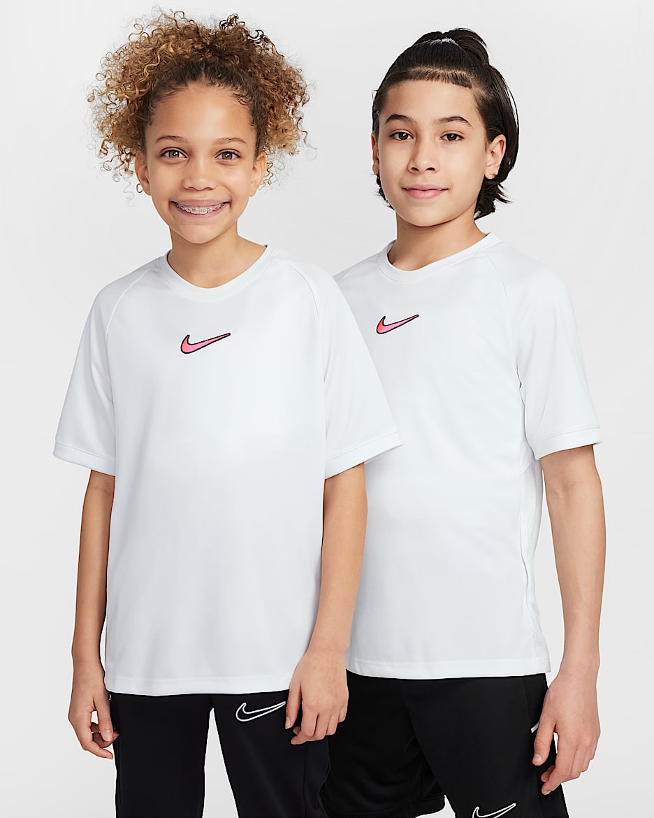 Nike Academy Big Kids' Dri-FIT Short-Sleeve Soccer Top - Summit White/Summit White/Black/Hyper Pink
