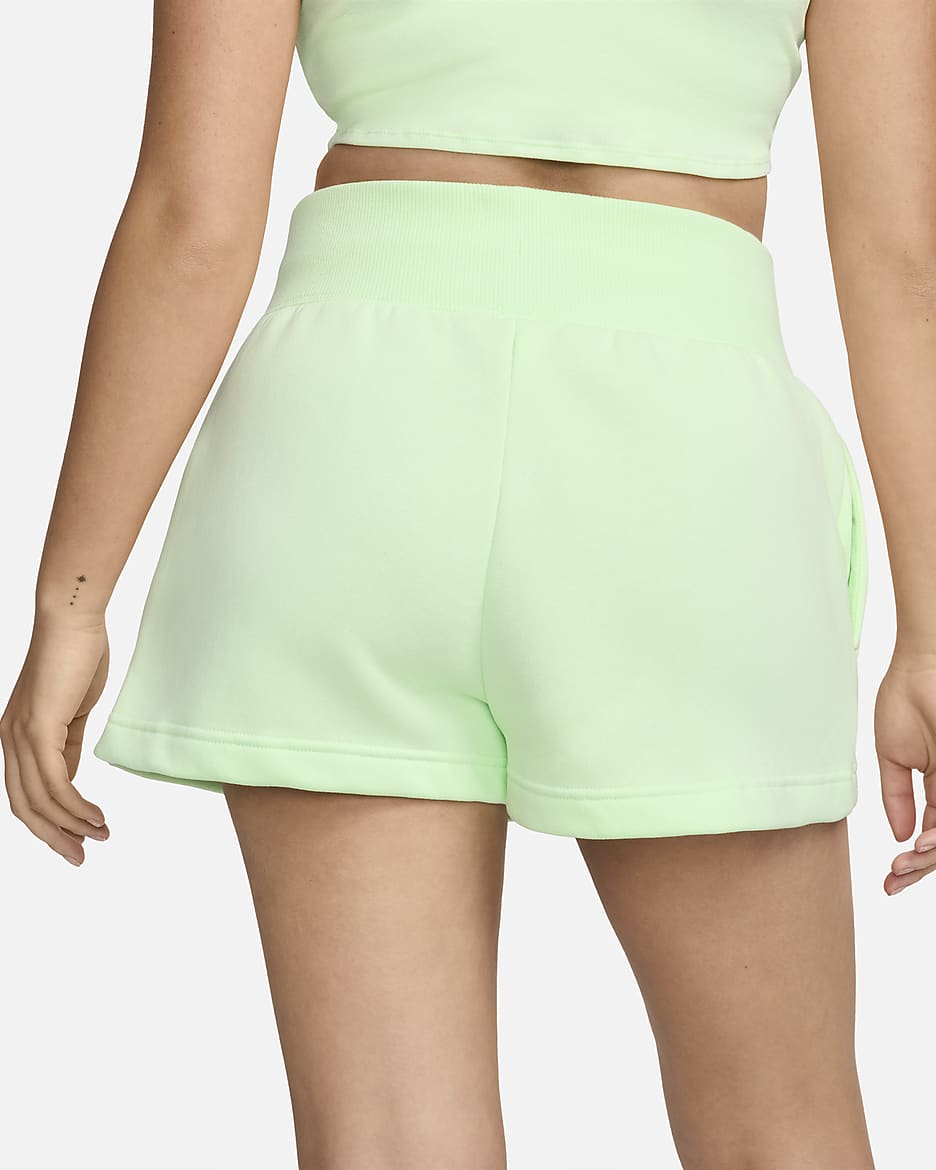 Shorts de ajuste holgado y tiro alto para mujer Nike Sportswear Phoenix Fleece - Verde vapor/Vela