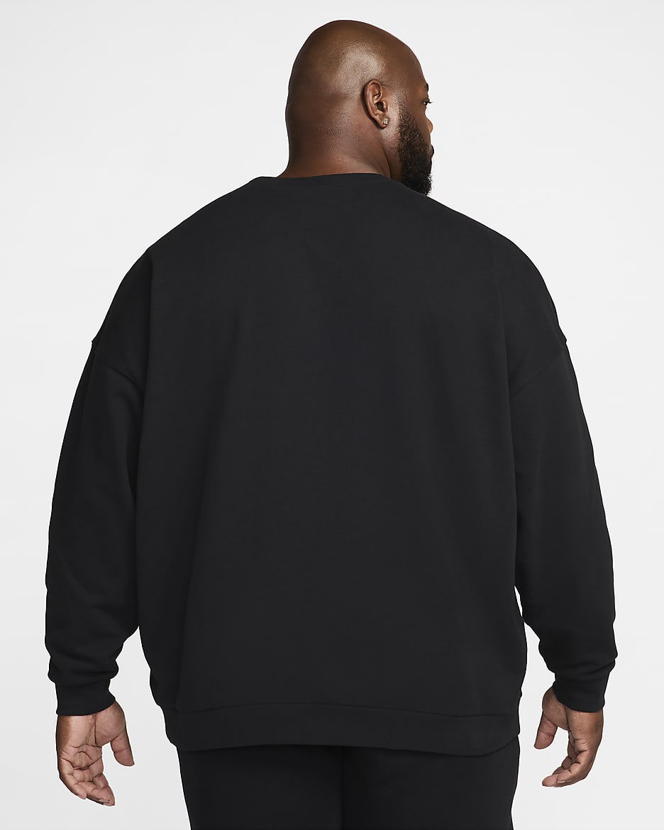 Nike Club Fleece Men's Oversized French Terry Crew - Black/Black/White