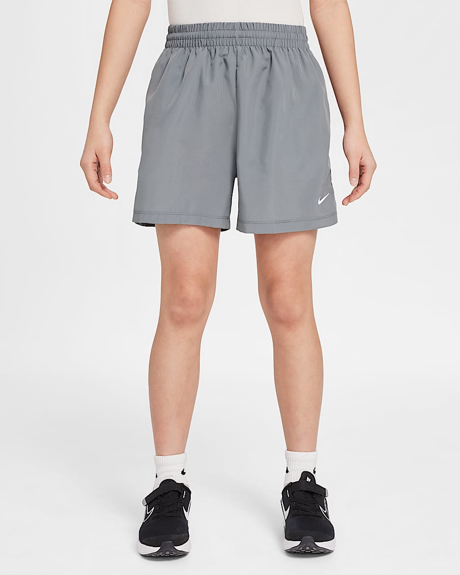 Nike Multi Big Kids' Dri-FIT 4" Woven Shorts - Smoke Grey/White