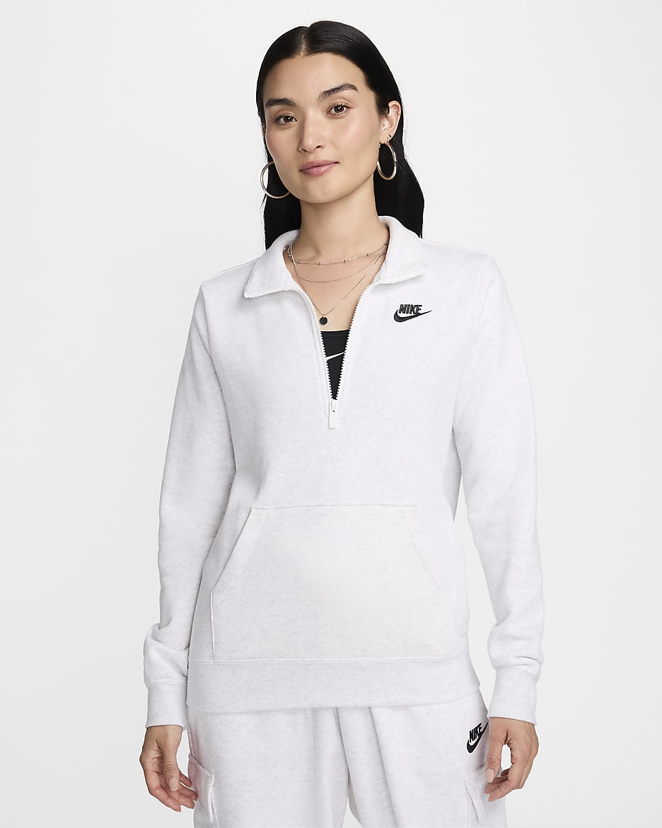 Nike Sportswear Club Fleece Women's 1/2-Zip Sweatshirt - Birch Heather/Black