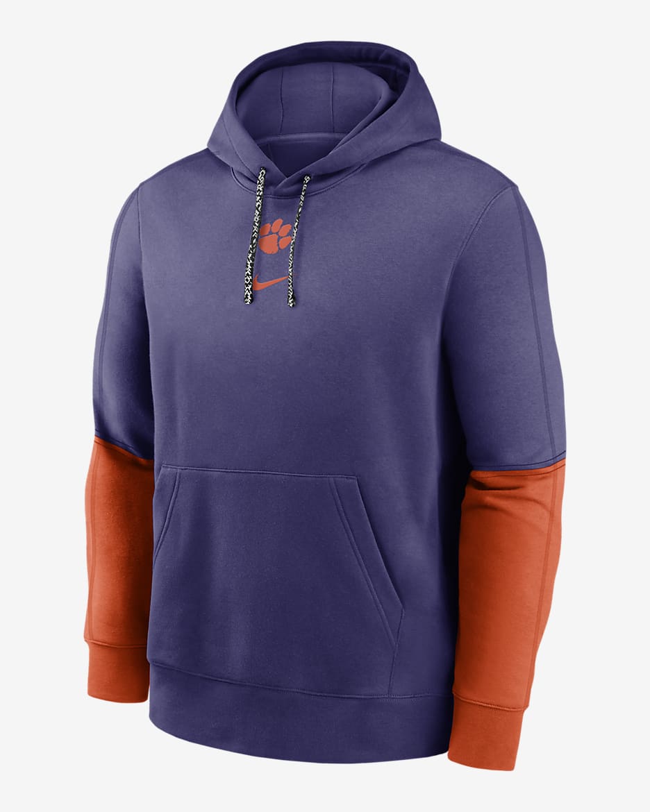 Sudadera con gorro sin cierre universitaria Nike para hombre Clemson Tigers Sideline Team Issue Club - Morado