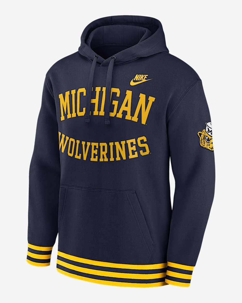 Michigan Wolverines Legacy Retro Men’s Nike College Pullover Hoodie - College Navy
