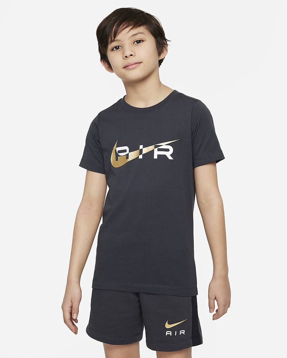 Nike Air Older Kids' (Boys') T-Shirt - Dark Smoke Grey/Metallic Gold