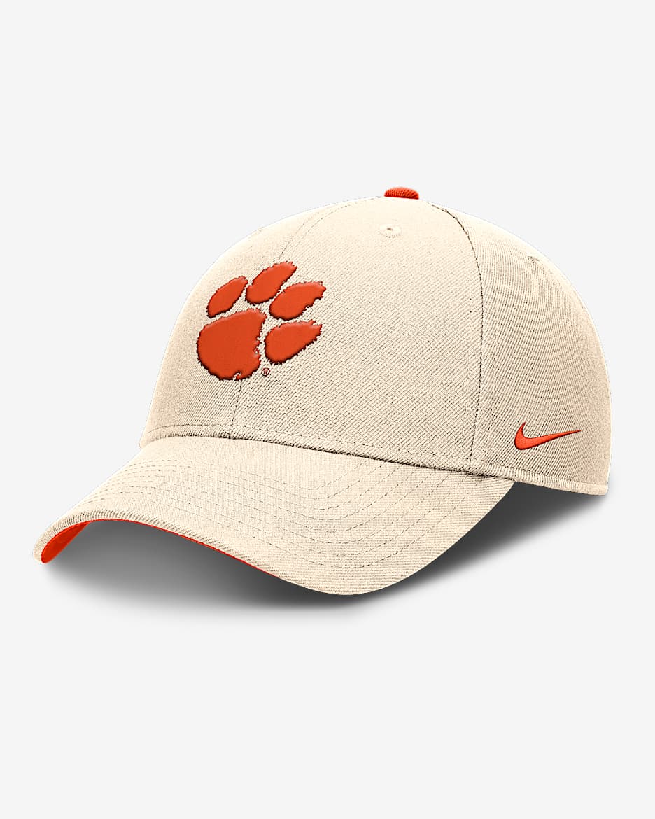 Gorra de rejilla universitaria Nike Dri-FIT ajustable para hombre Clemson Primetime Rise - Natural