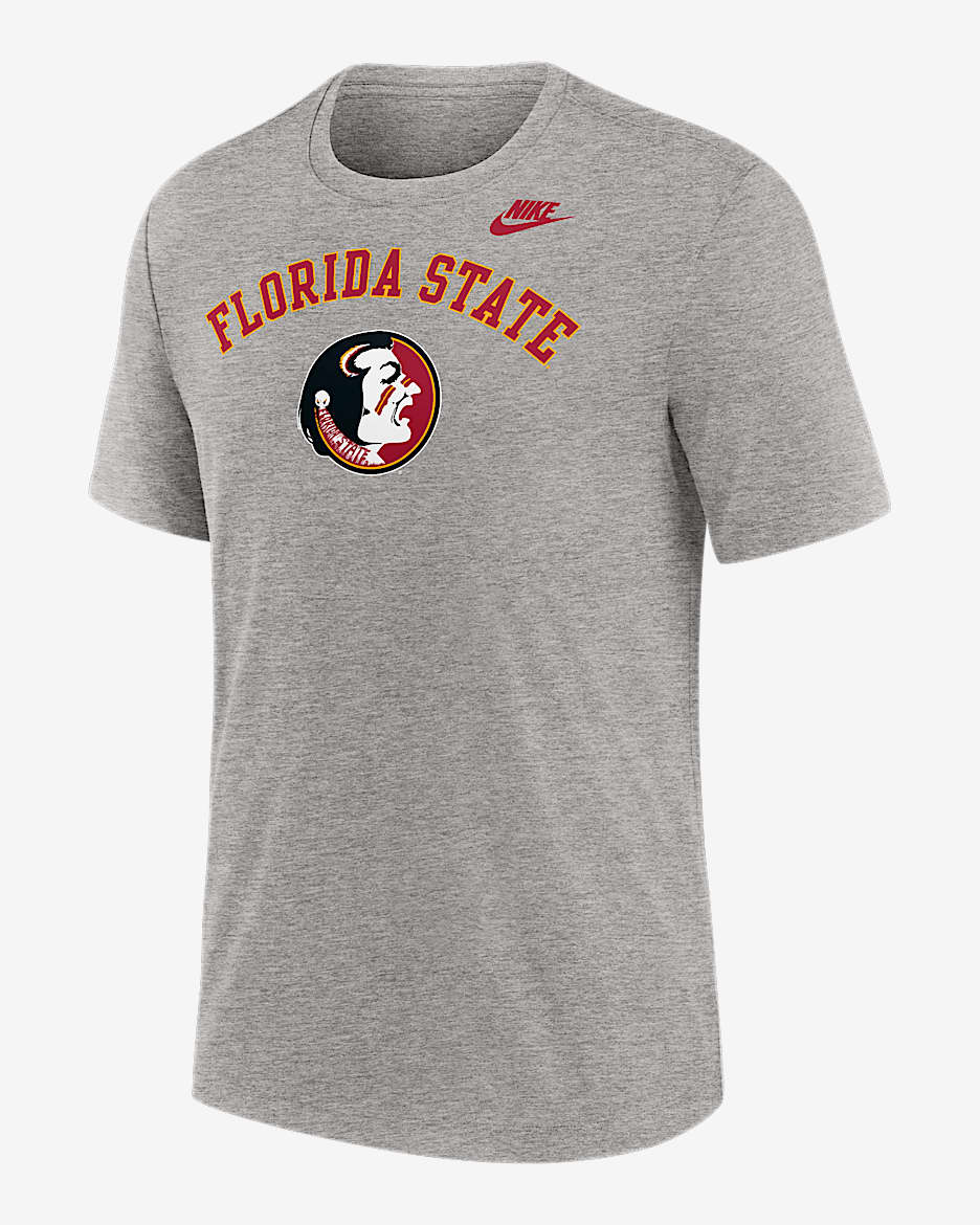 Playera universitaria Nike para hombre Florida State Legacy Arch - Gris oscuro jaspeado
