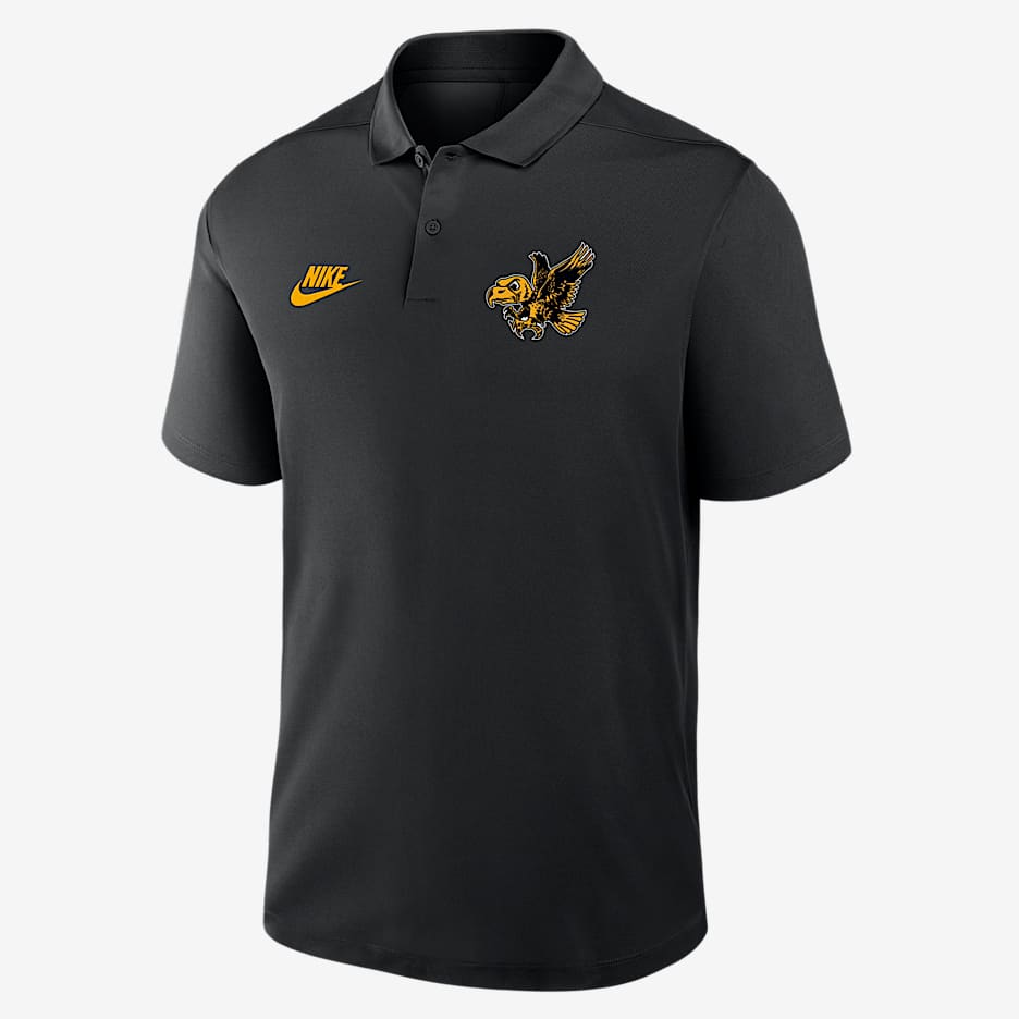 Polo universitario Nike Dri-FIT para hombre Iowa Hawkeyes Primetime Victory Legacy Vault Logo - Negro