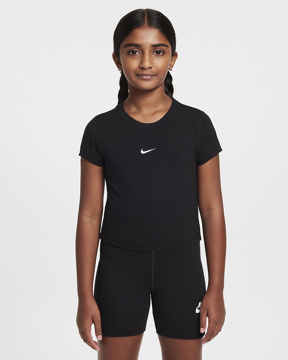 Nike Sportswear avkortet T-skjorte til store barn (jente) - Svart