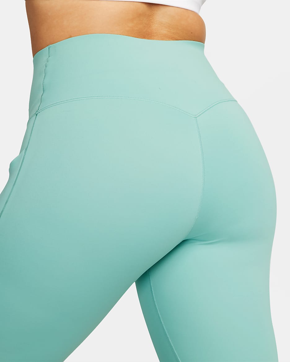 Leggings de 7/8 de tiro alto y sujeción media con bolsillos para mujer Nike Universa - Mineral/Negro