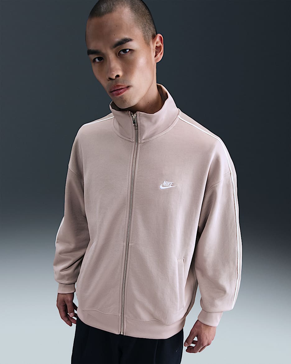Nike Sportswear Club Men's Oversized Knit Tracksuit Jacket - College Grey/Sail/White