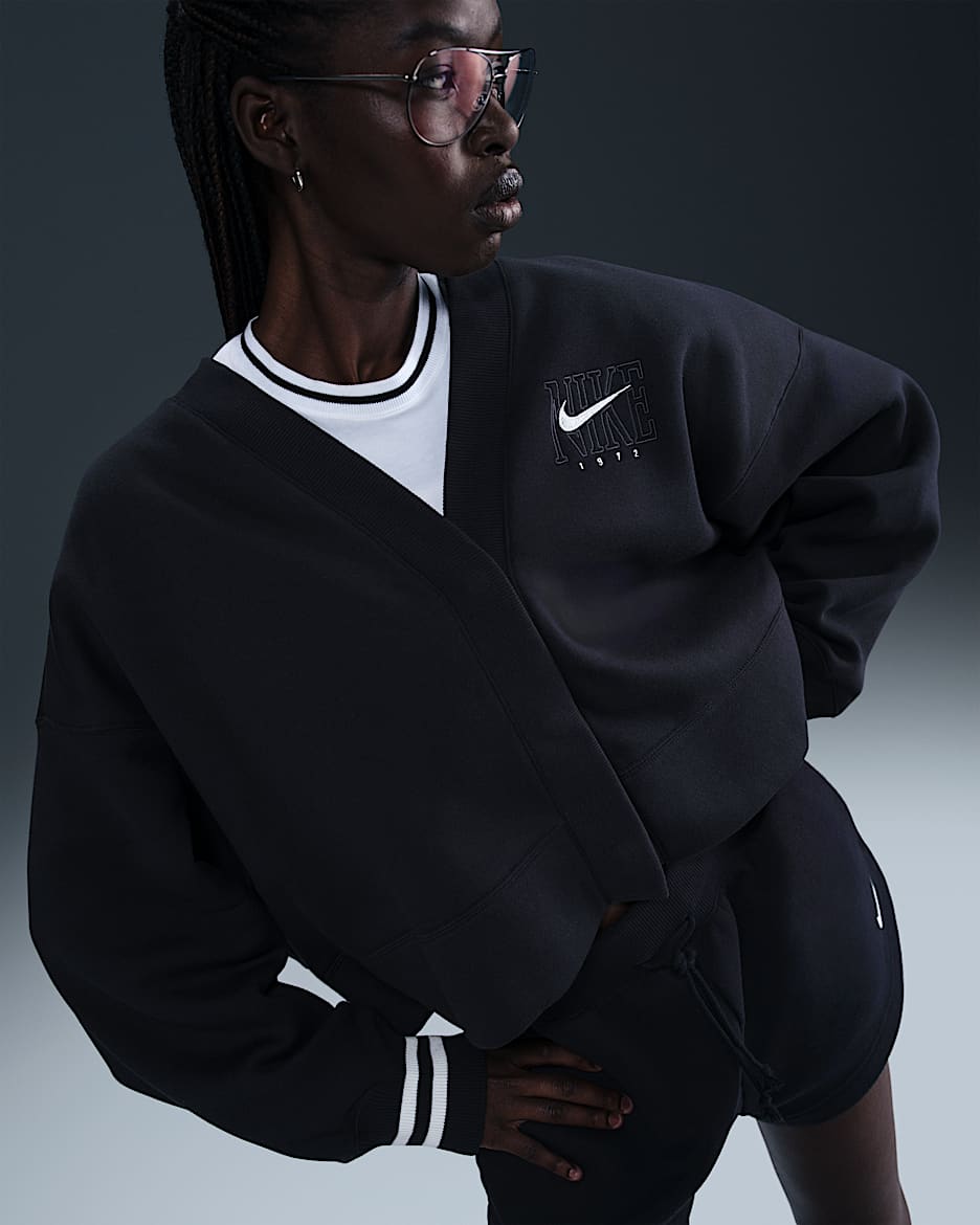 Cárdigan con gráfico extraoversized para mujer Nike Sportswear Phoenix Fleece - Negro