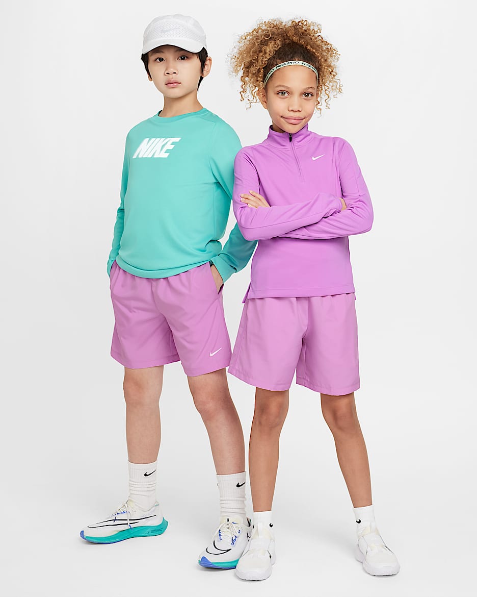 Nike Multi Big Kids' Dri-FIT Training Shorts - Rush Fuchsia/White