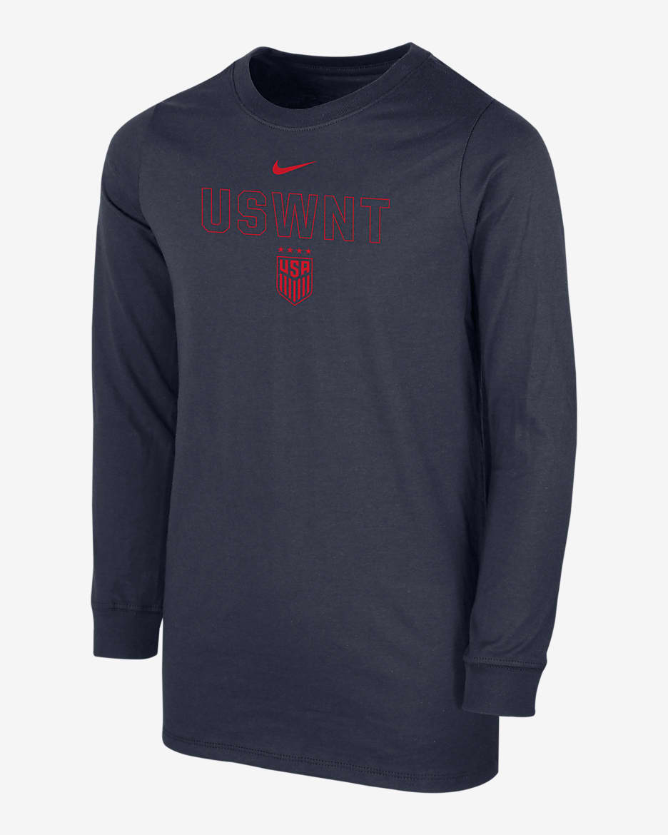 Playera de fútbol de manga larga Nike para niño talla grande USWNT - Azul marino