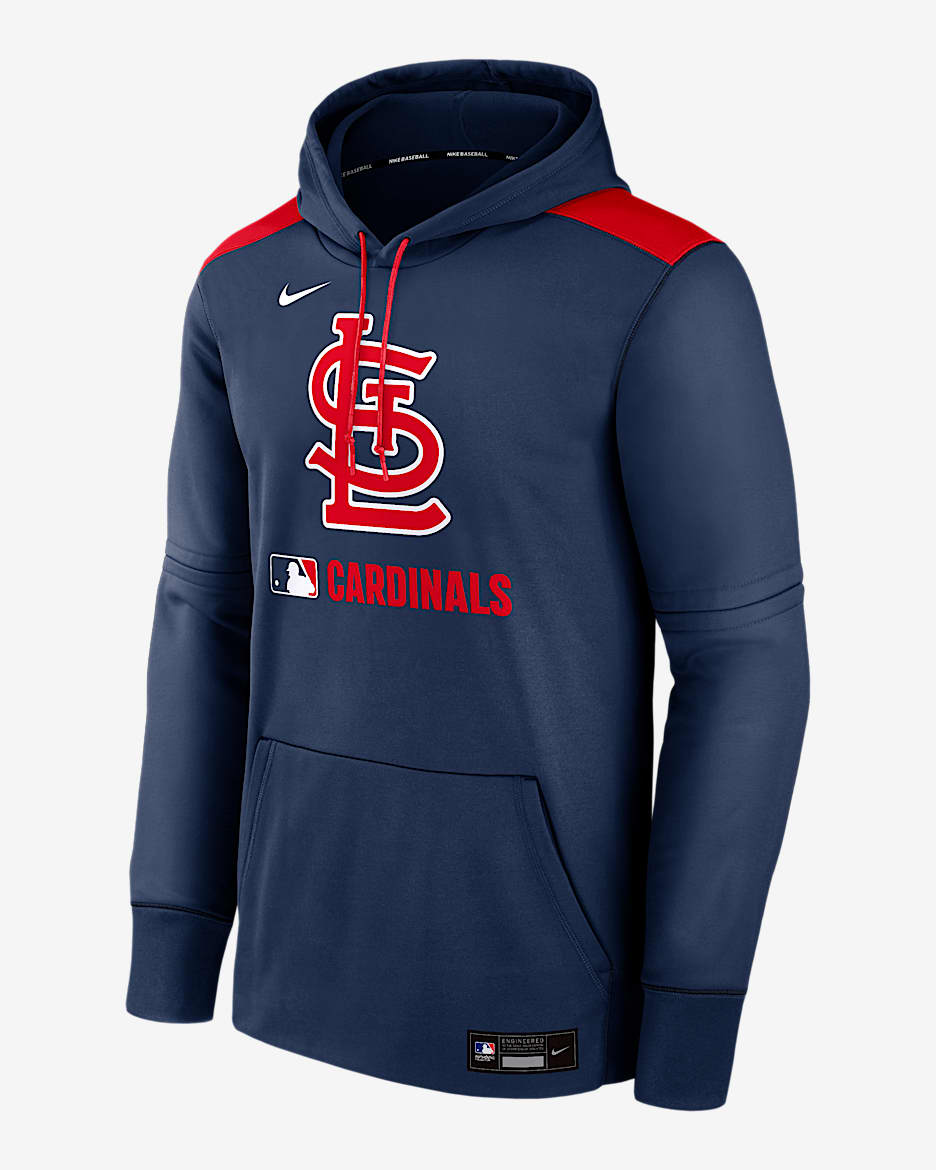 Sudadera con gorro sin cierre Nike Therma de la MLB para hombre St. Louis Cardinals Authentic Collection - Azul marino