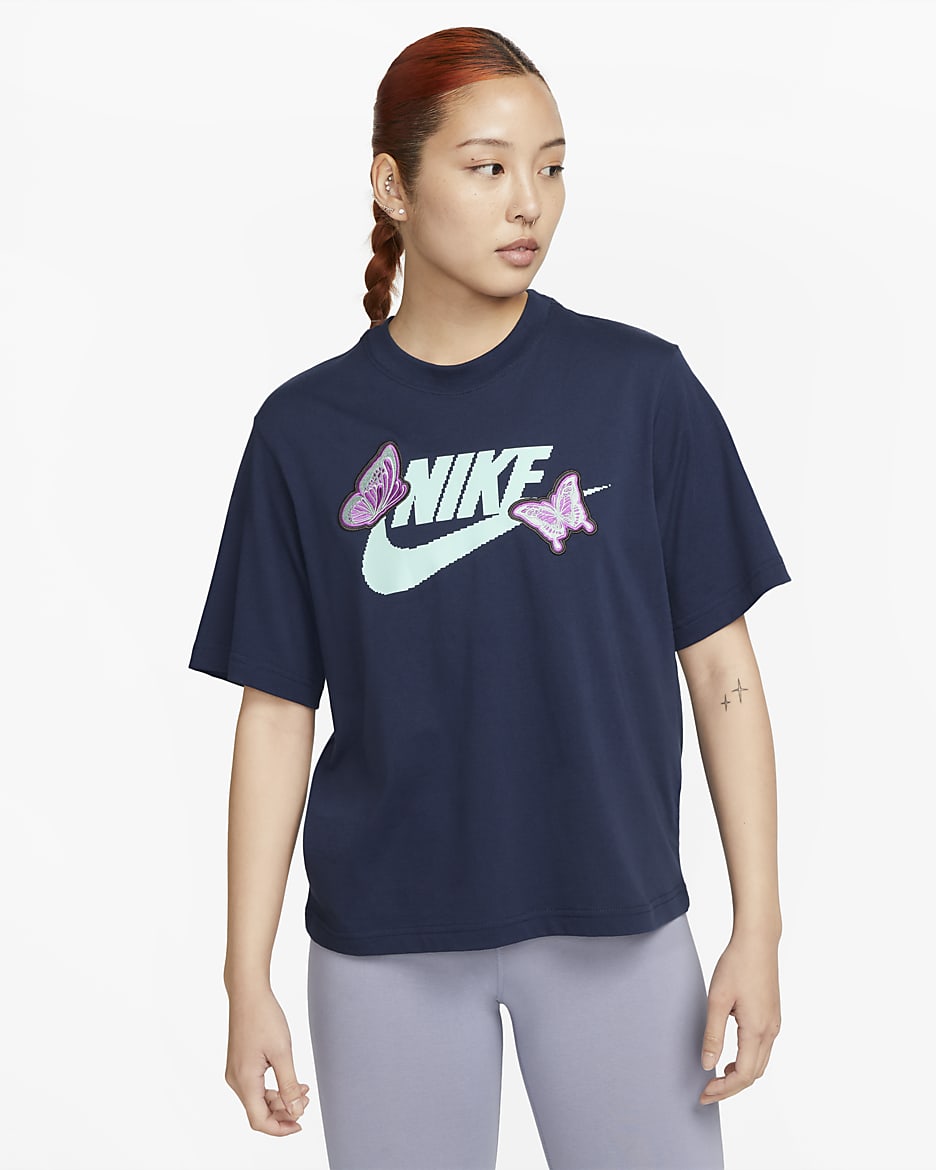 Nike Sportswear 女款寬版 T 恤 - Midnight Navy