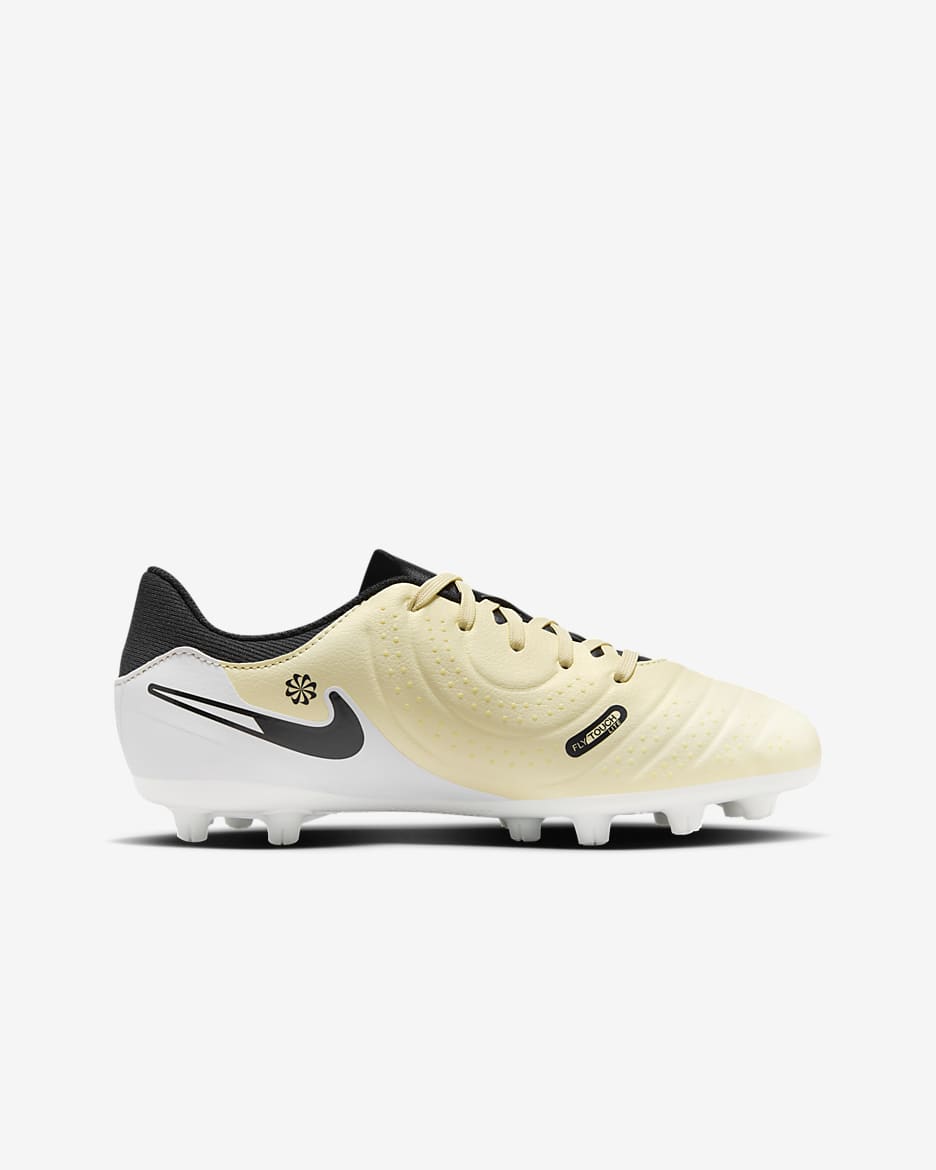 Nike Jr. Tiempo Legend 10 Academy Little/Big Kids' Hard-Ground Low-Top Soccer Cleats - Lemonade/Metallic Gold Coin/Black