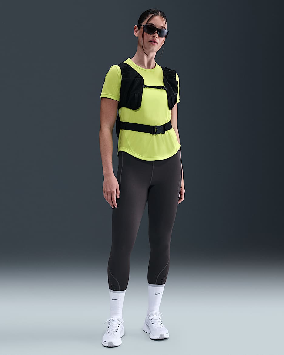 Nike Swift Leggings de running de 7/8 y talle alto con detalles de diseño reflectante - Mujer - Thunder Grey/Dark Smoke Grey