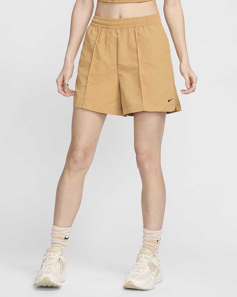 Shorts de tiro medio de 13 cm para mujer Nike Sportswear Everything Wovens - Lino/Negro