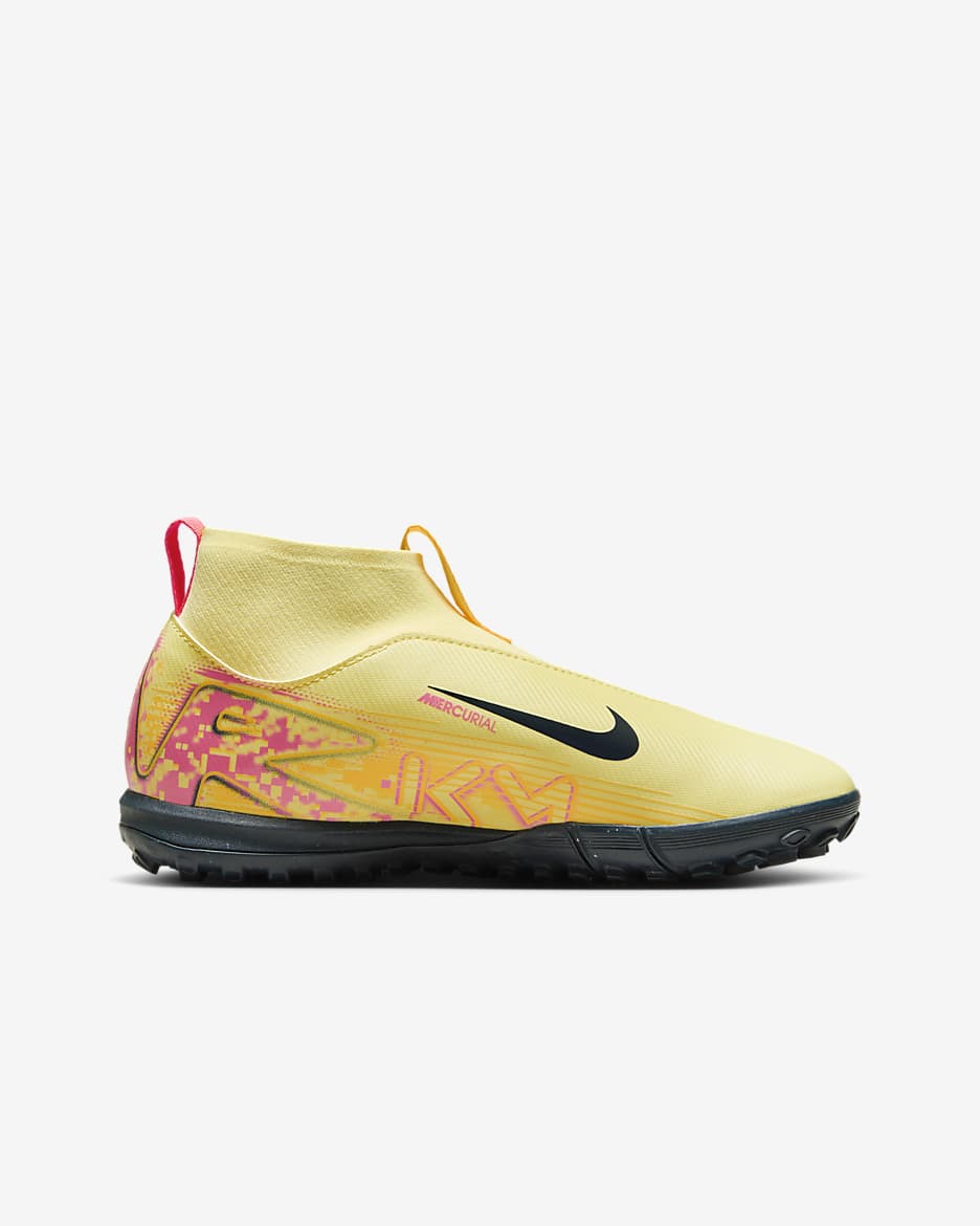 Nike Jr. Mercurial Superfly 10 Academy "Kylian Mbappé" TF High-Top-fodboldsko til større børn - Light Laser Orange/Armory Navy