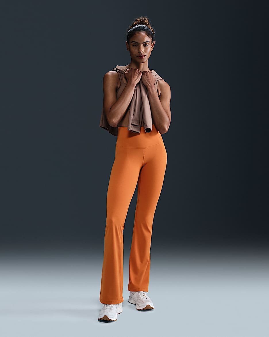 Nike Zenvy Leggings mit hohem Bund und ausgestelltem Bein für Damen - Monarch/Schwarz