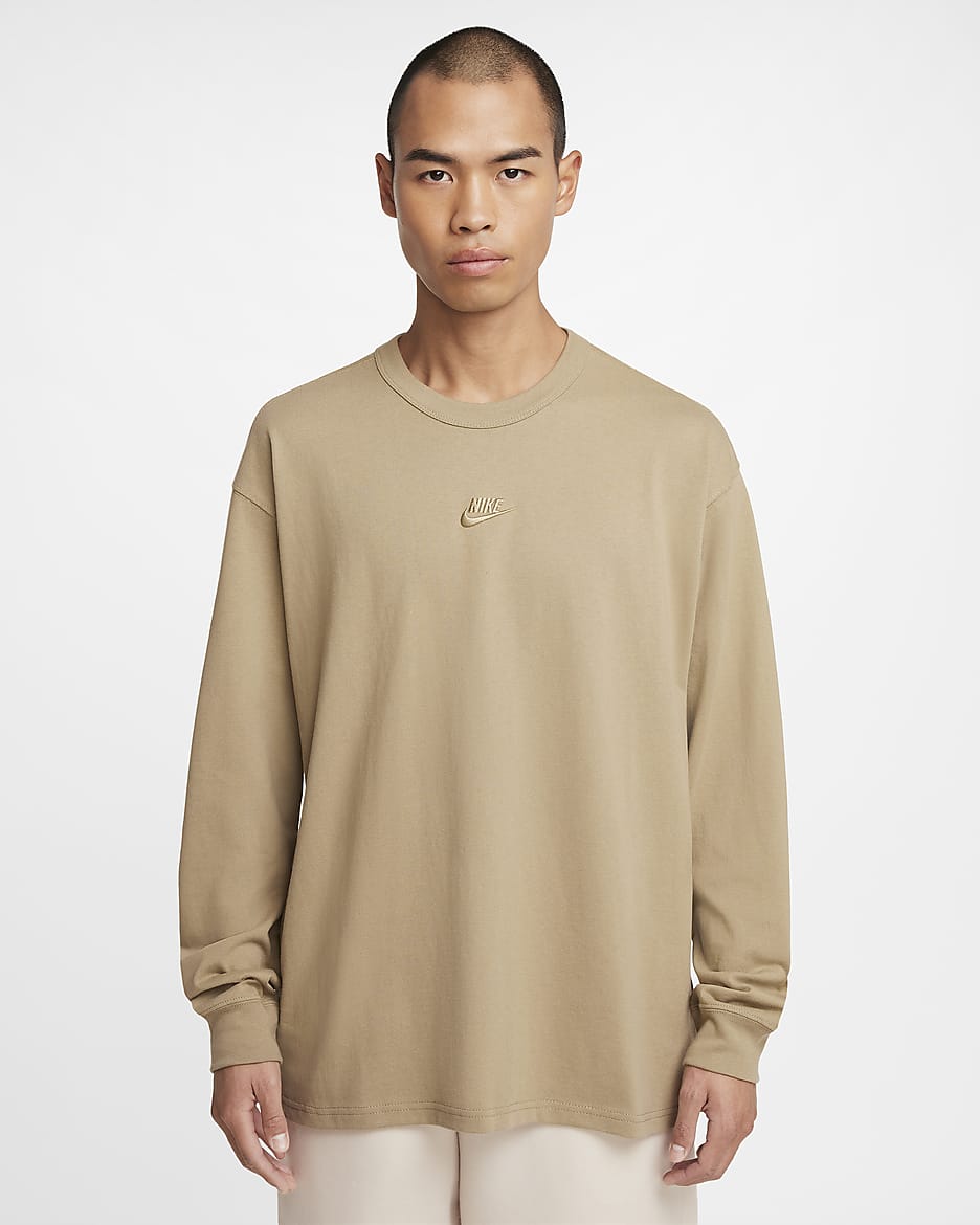 Playera de manga larga para hombre Nike Sportswear Premium Essentials - Oliva neutro