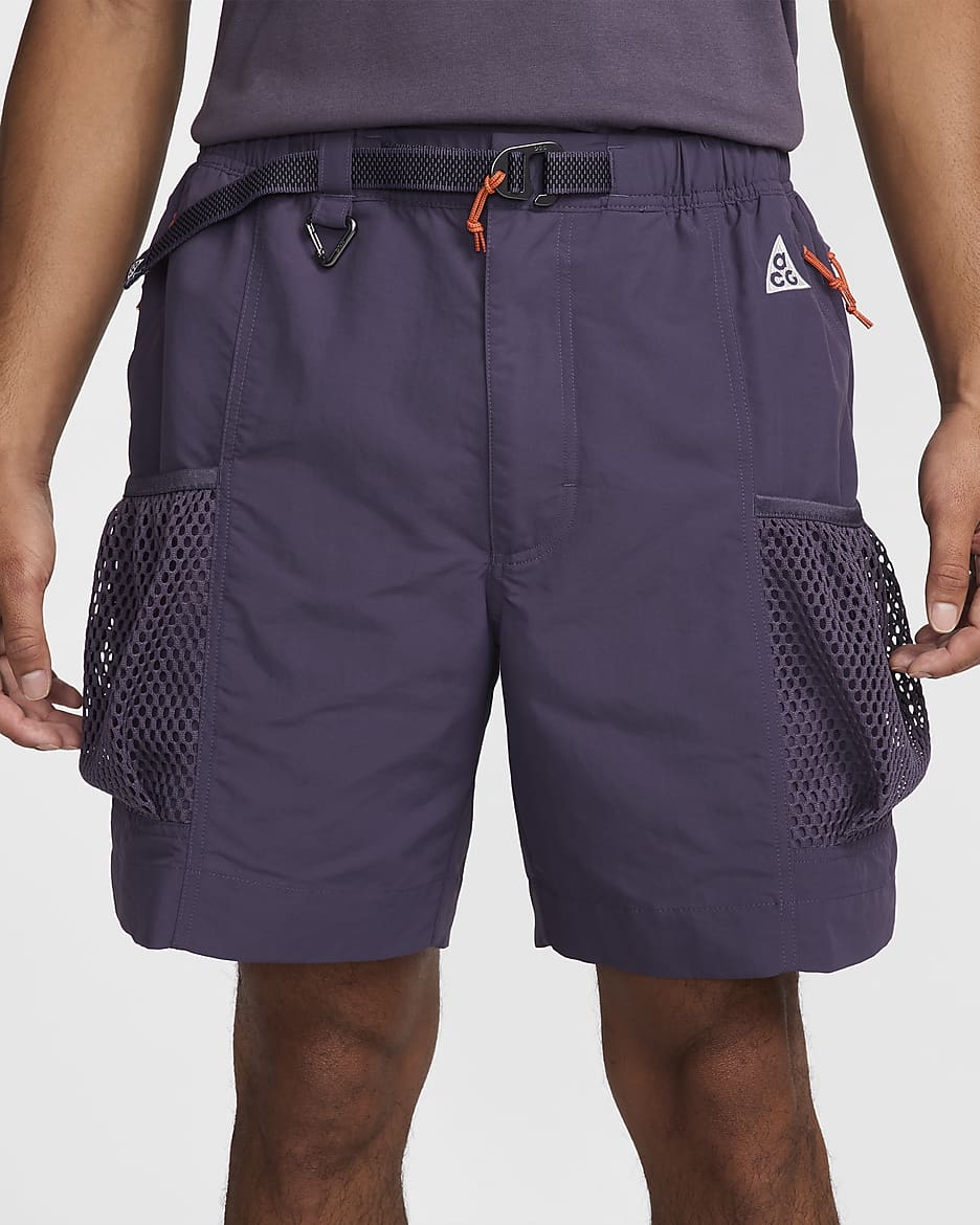 Shorts cargo con estampado para hombre Nike ACG "Snowgrass" - Pasa oscuro/Naranja seguridad/Blanco cumbre