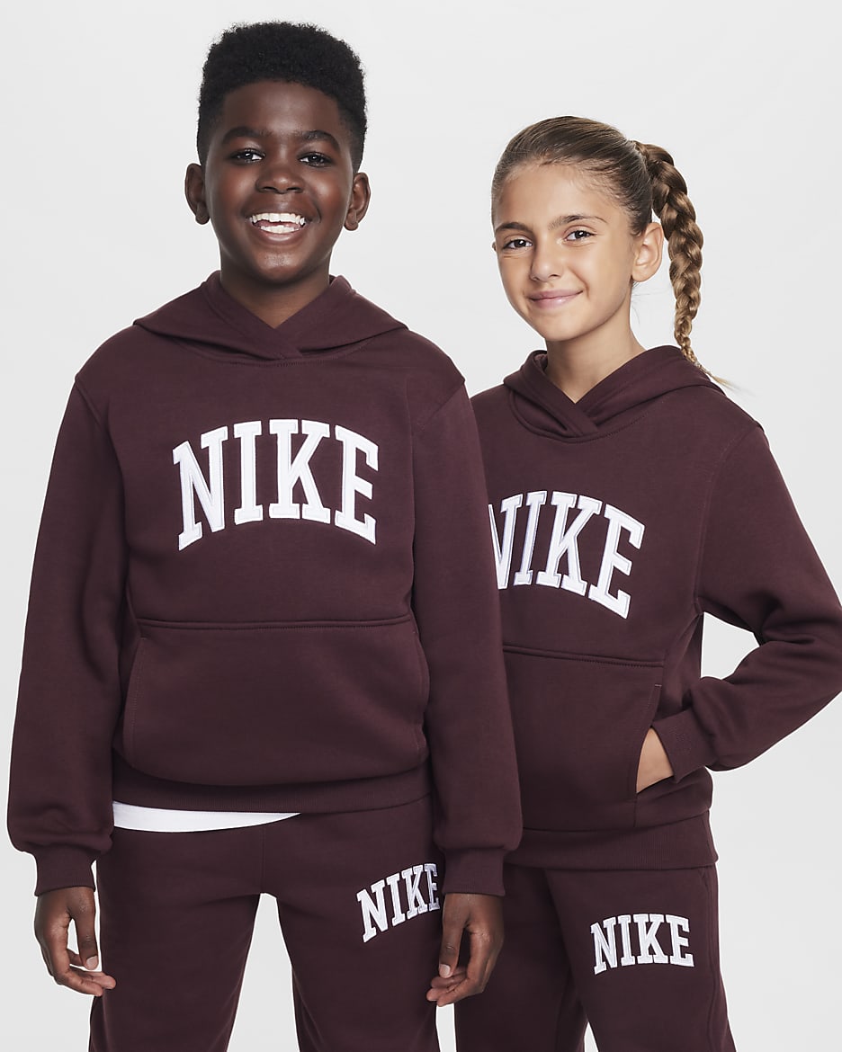 Nike Sportswear Club Fleece Big Kids' Hoodie - Burgundy Crush/White