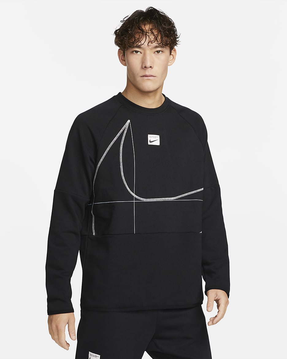 Nike Dri-FIT Men's Long-Sleeve Fleece Fitness Top - Black/Summit White