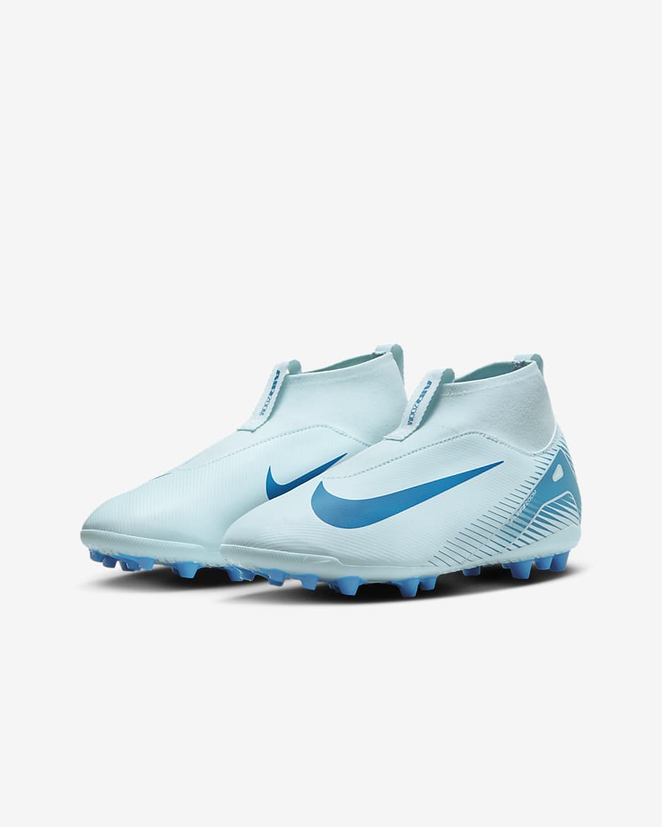 Nike Jr. Mercurial Superfly 10 Academy Younger/Older Kids' AG High-Top Football Boot - Glacier Blue/Blue Orbit